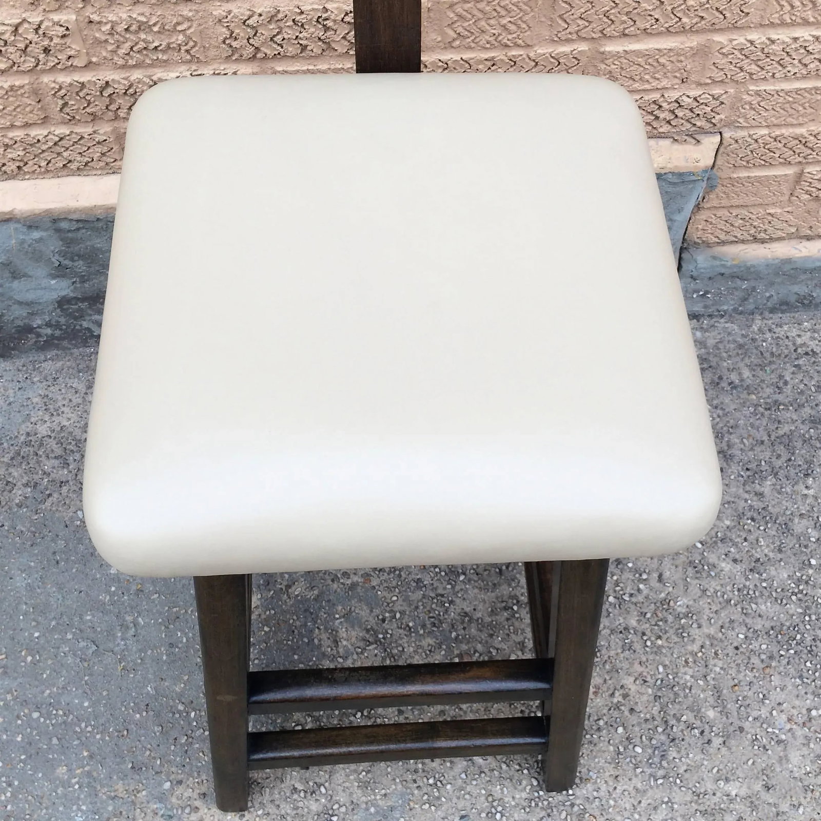 Tall Arts & Crafts Ebonized Maple Leather Upholstered Stool - 6