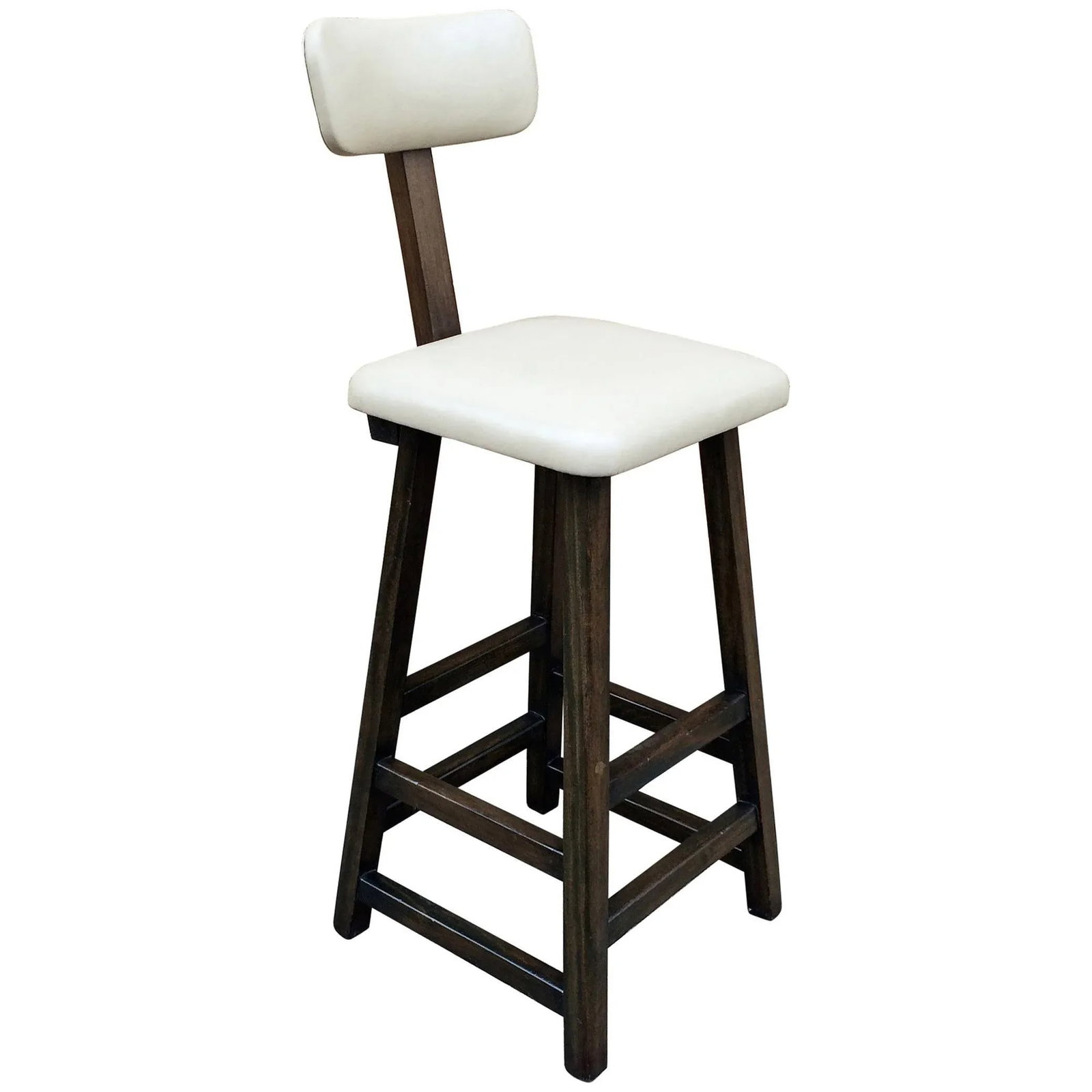 Tall Arts & Crafts Ebonized Maple Leather Upholstered Stool - 7