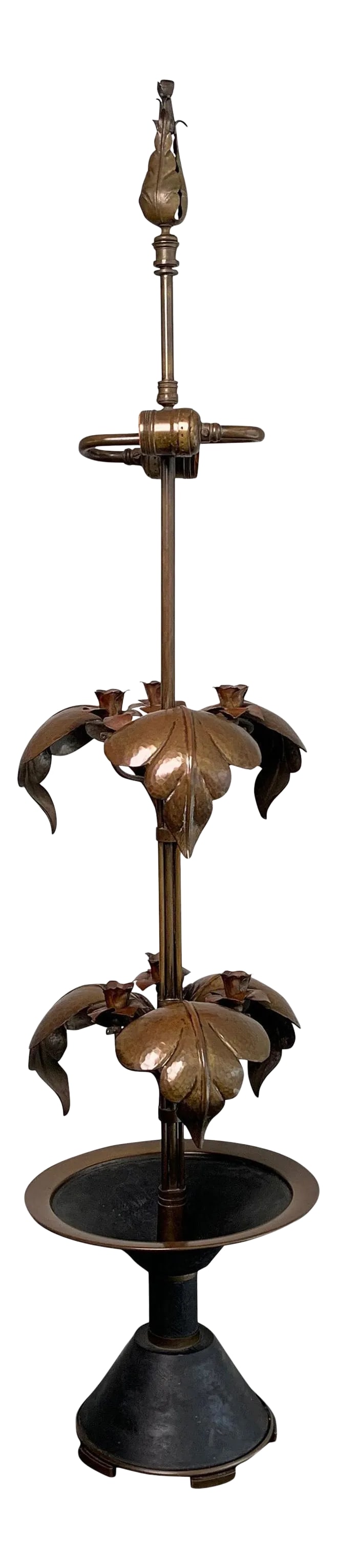 Early 20th Century Arts & Crafts Brass Rose Stem Table Lamp (1 of 10)