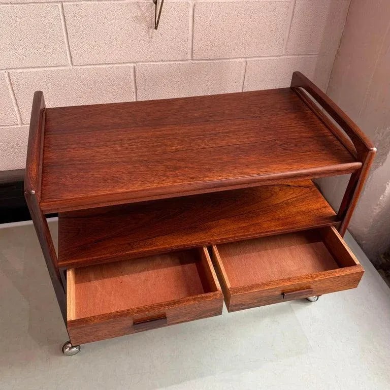 1960s Scandinavian Modern Rosewood Bar Cart Trolley by Arrebo Mobler - 5