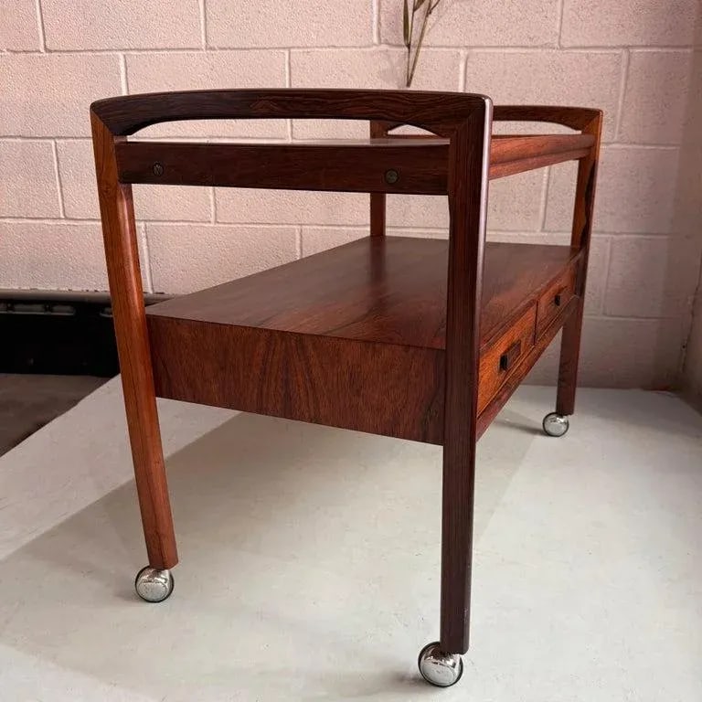 1960s Scandinavian Modern Rosewood Bar Cart Trolley by Arrebo Mobler - 6