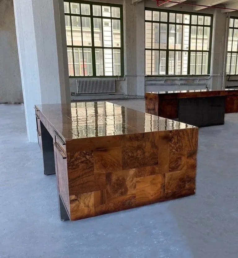 1970s Modernist Patchwork Burl Executive Desk by Paul Evans Cityscape for Directional - 11