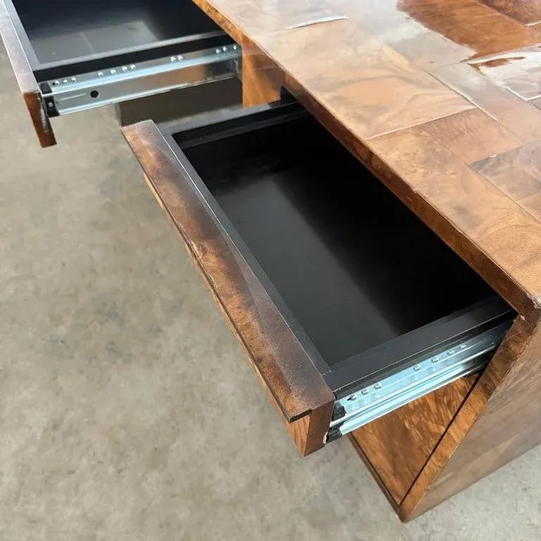 1970s Modernist Patchwork Burl Executive Desk by Paul Evans Cityscape for Directional - 12