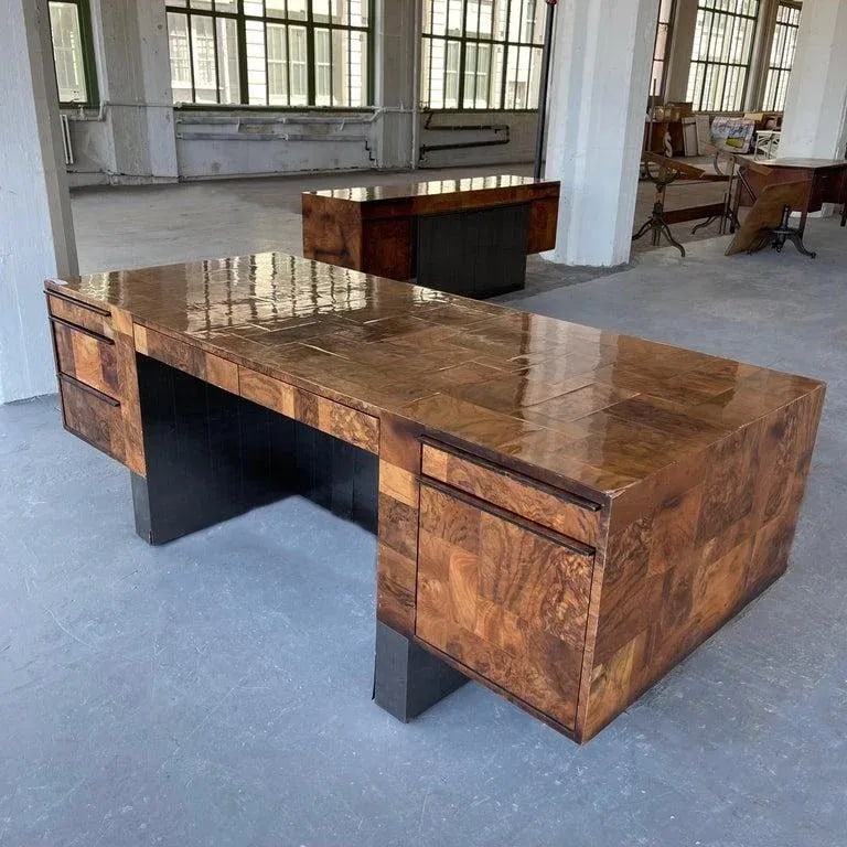 1970s Modernist Patchwork Burl Executive Desk by Paul Evans Cityscape for Directional - 4