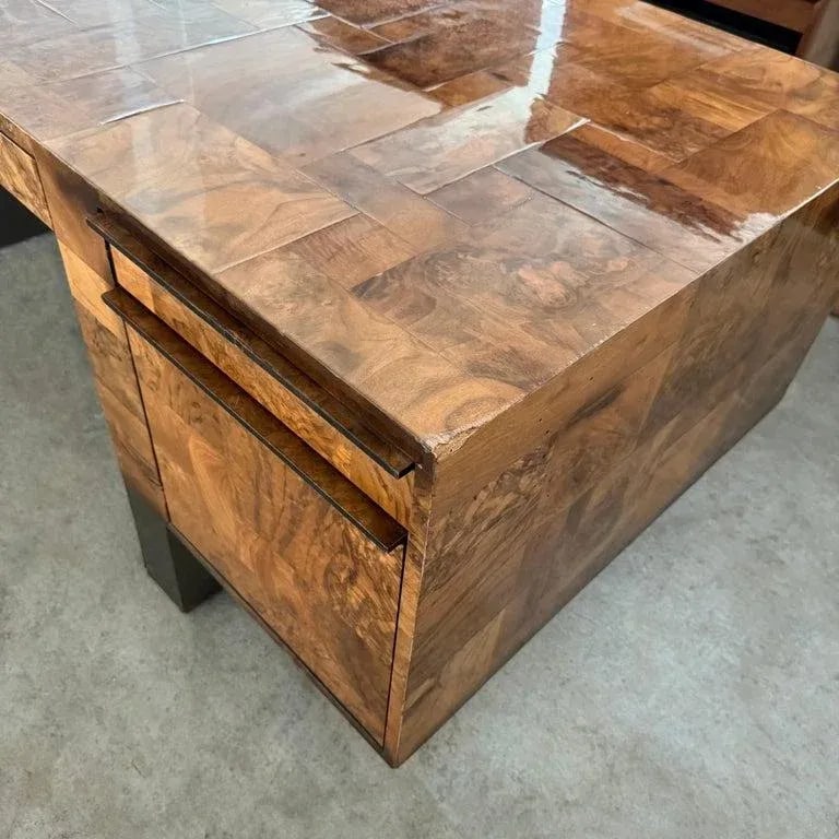 1970s Modernist Patchwork Burl Executive Desk by Paul Evans Cityscape for Directional - 5