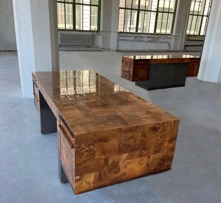 1970s Modernist Patchwork Burl Executive Desk by Paul Evans Cityscape for Directional - 6