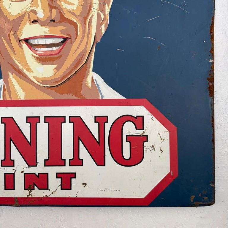 1950s Large Mid Century Metal "Bruning Paint" Advertisement Sign - 8
