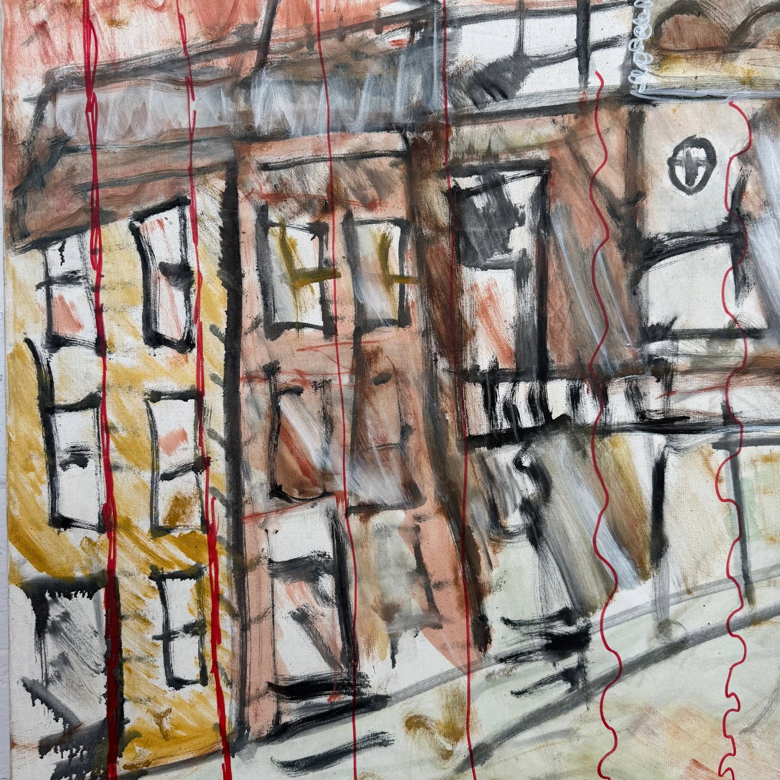 Unsigned Abstract Cityscape Acrylic Canvas Painting - 3