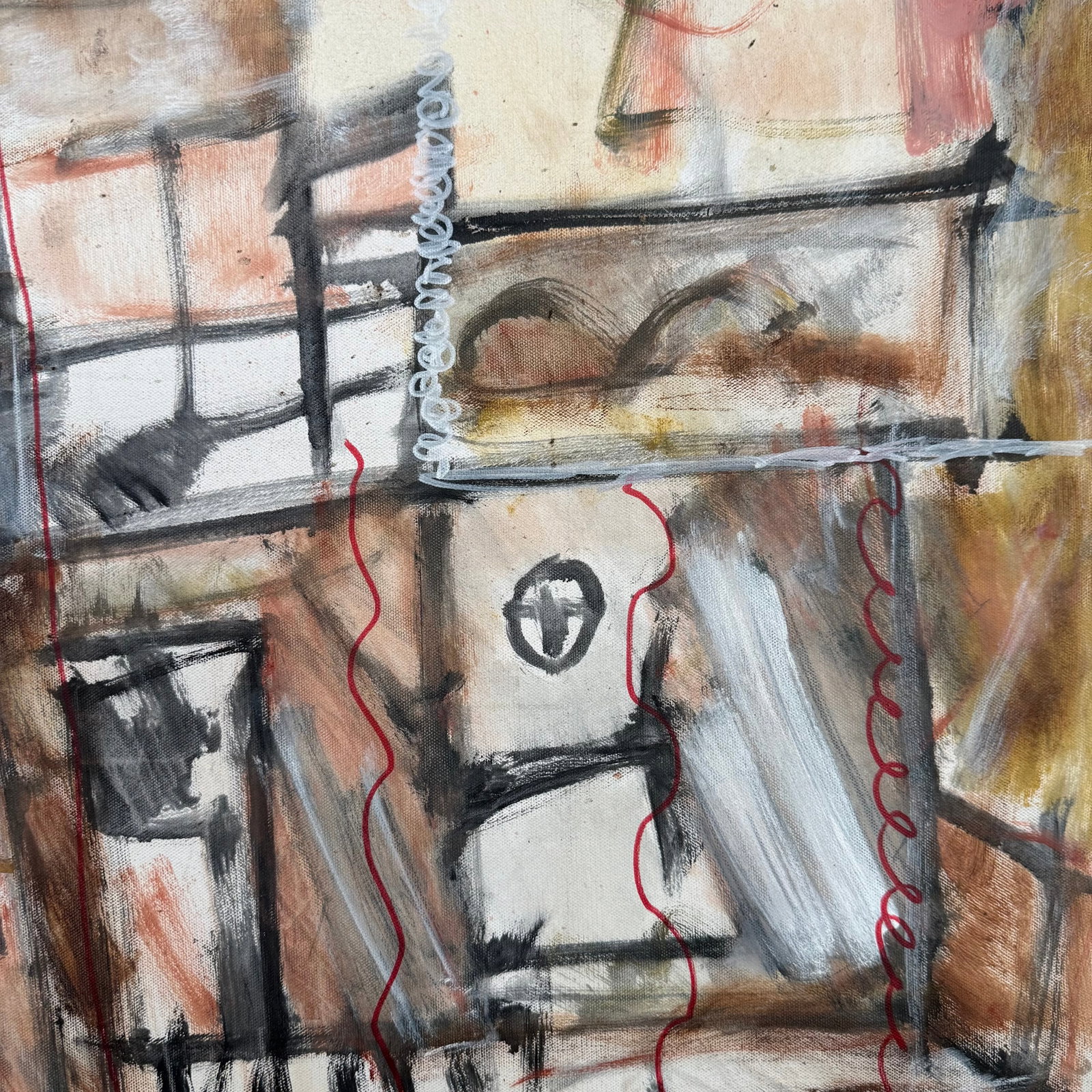 Unsigned Abstract Cityscape Acrylic Canvas Painting - 4