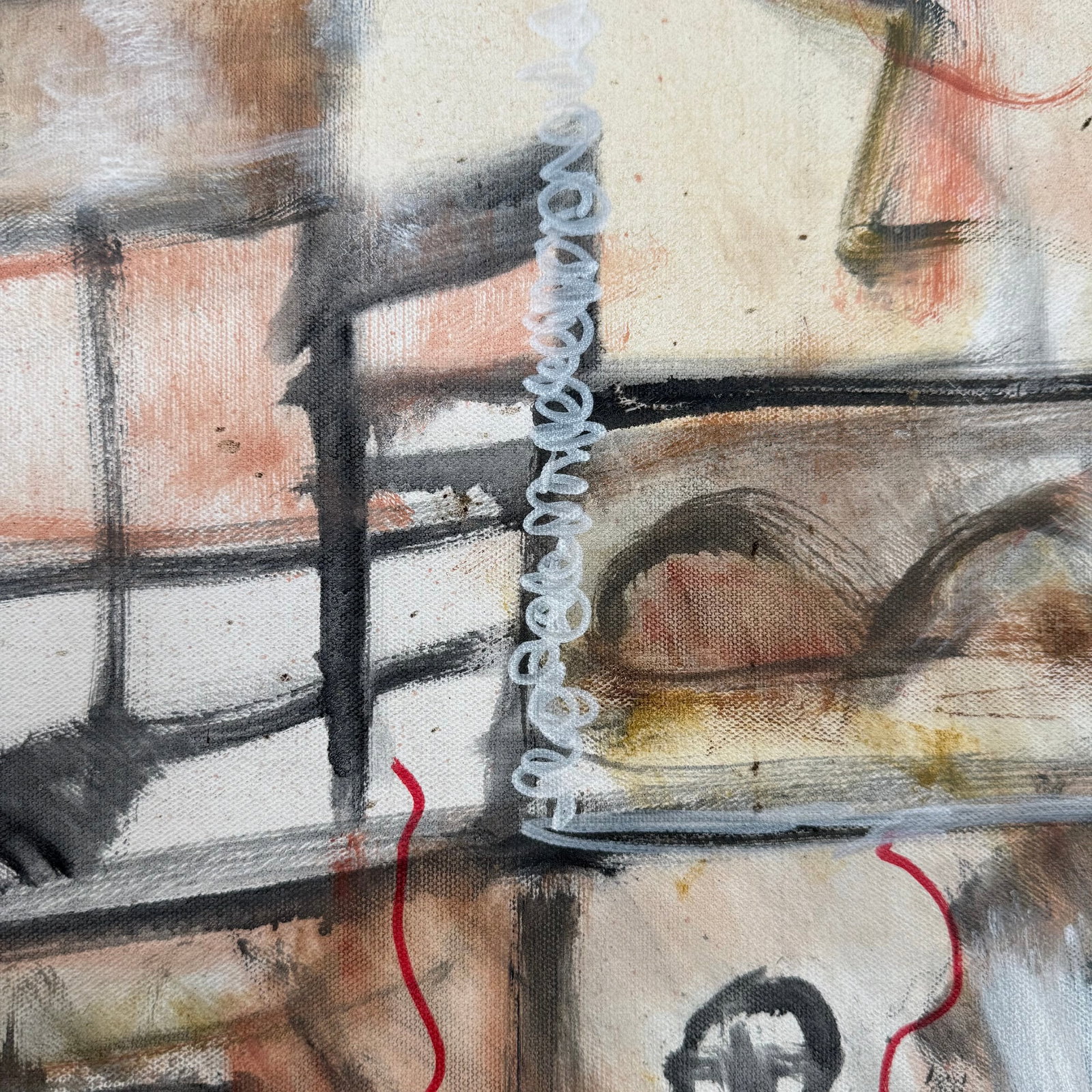 Unsigned Abstract Cityscape Acrylic Canvas Painting - 6