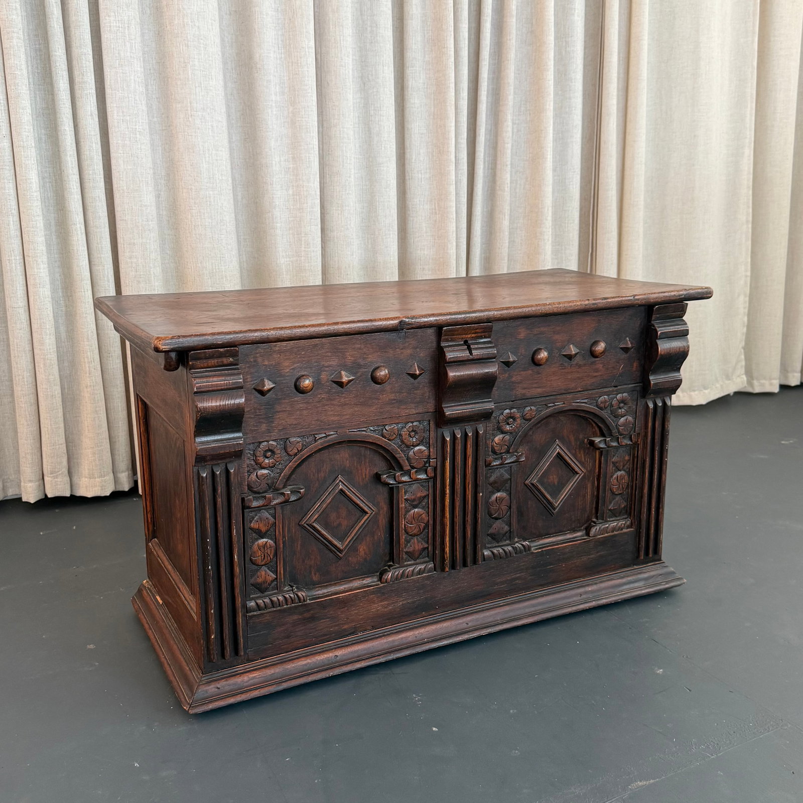 Antique Artisan Hand Carved Mahogany Blanket Chest Trunk - 2