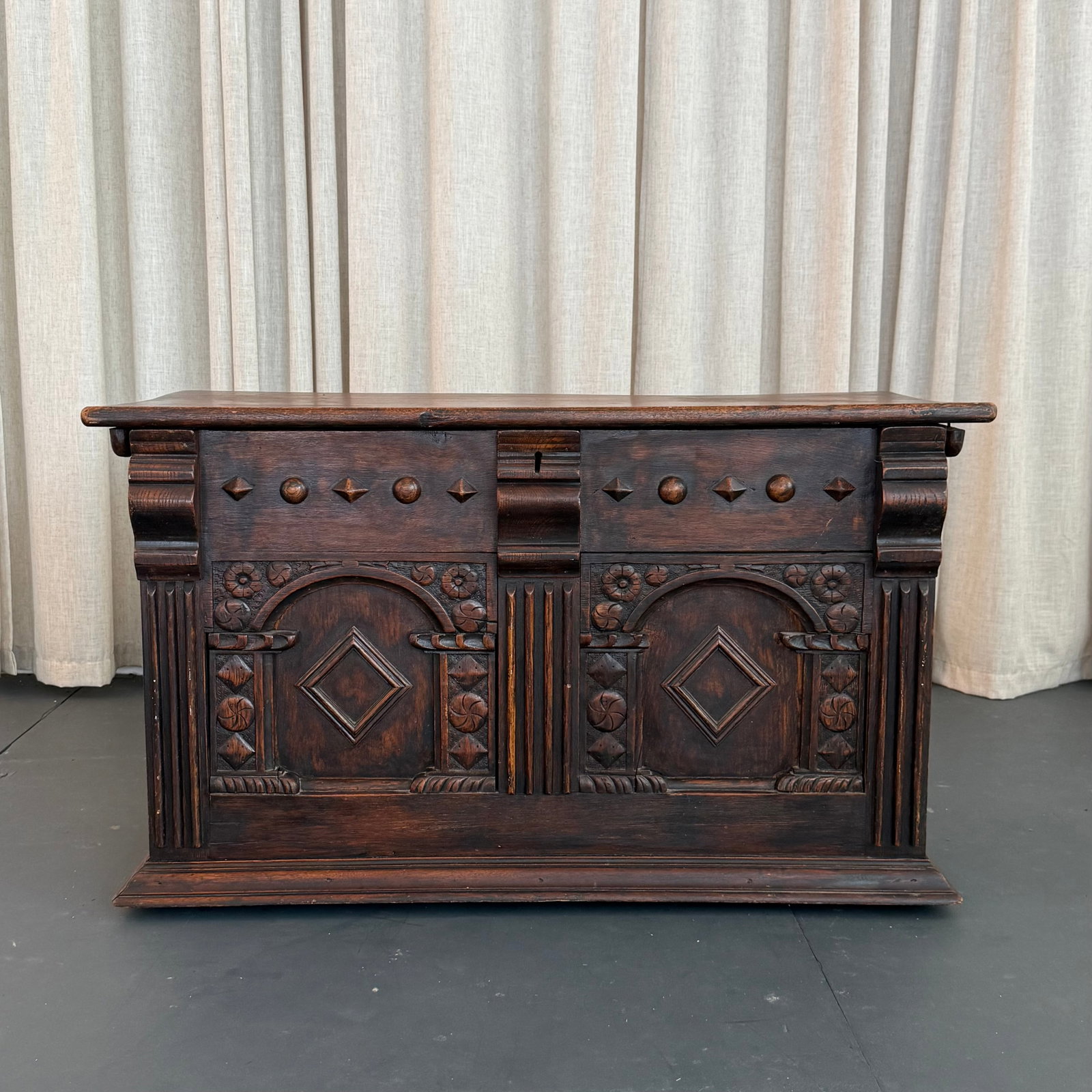Antique Artisan Hand Carved Mahogany Blanket Chest Trunk - 3