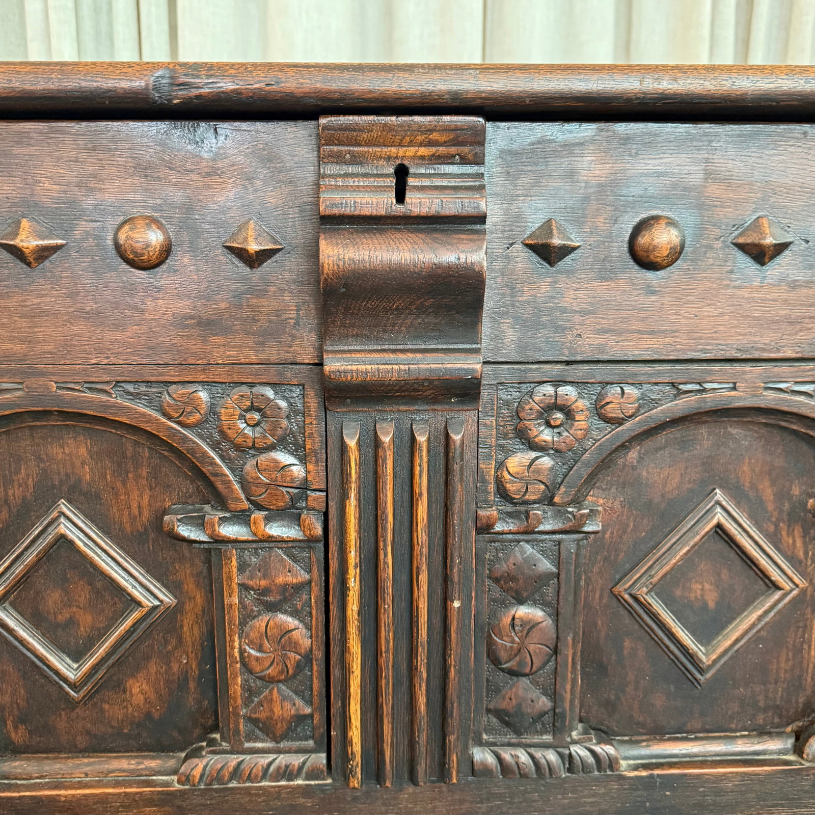 Antique Artisan Hand Carved Mahogany Blanket Chest Trunk - 6
