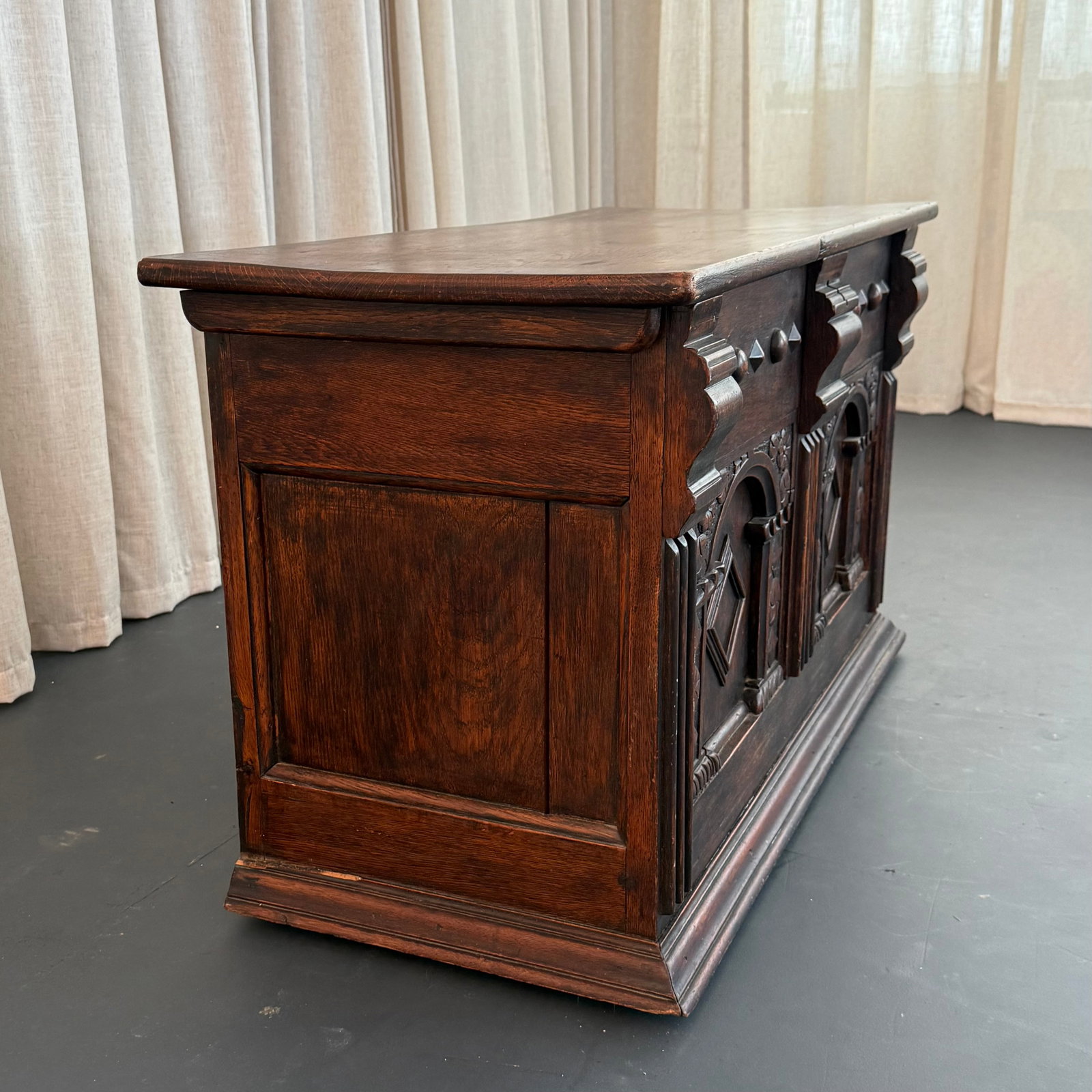 Antique Artisan Hand Carved Mahogany Blanket Chest Trunk - 7