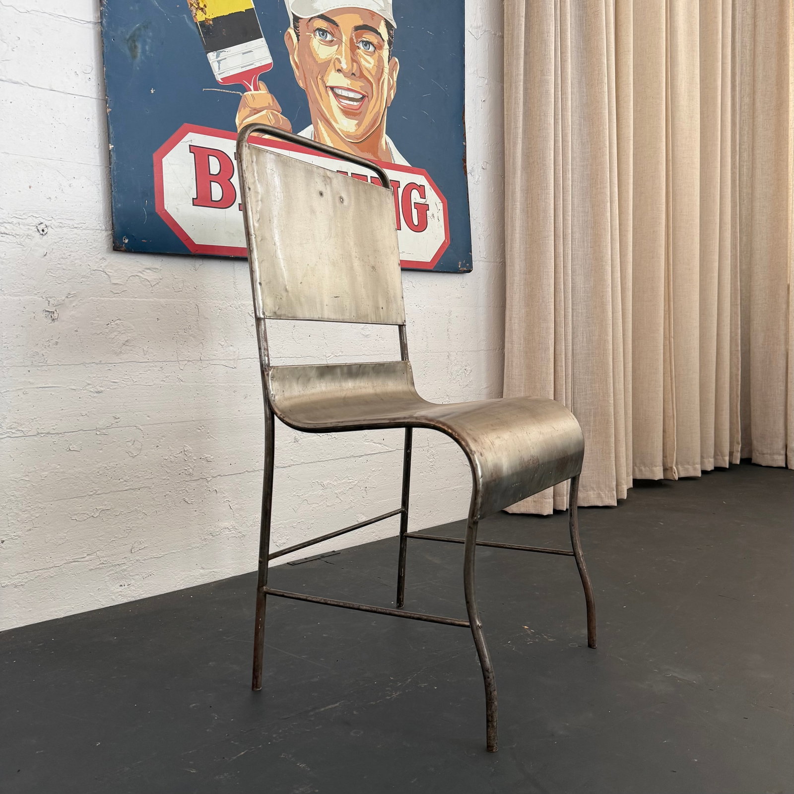 Early 20th Century Industrial Brushed Steel Hospital Chair - 2
