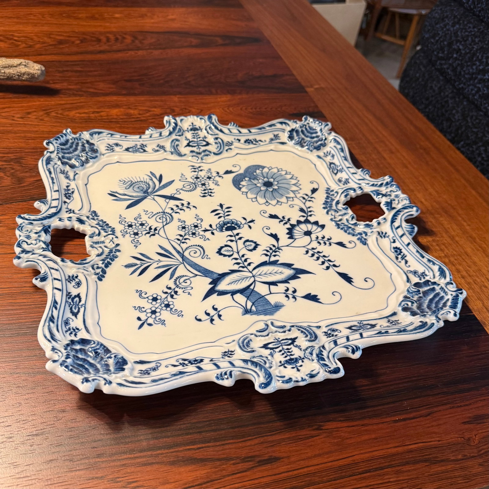 Mid 20th Century Large Art Pottery Serving Tray Platter by Blue Danube Japan - 3