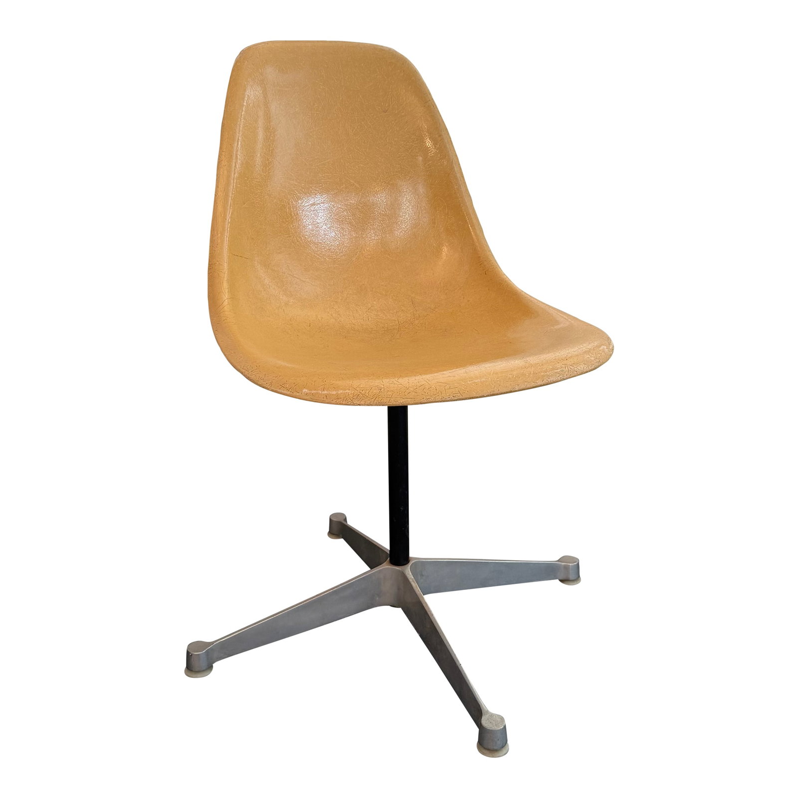1960s Eames for Herman Miller Ochre Yellow Fiberglass Swivel Desk Side Chair (1 of 8)