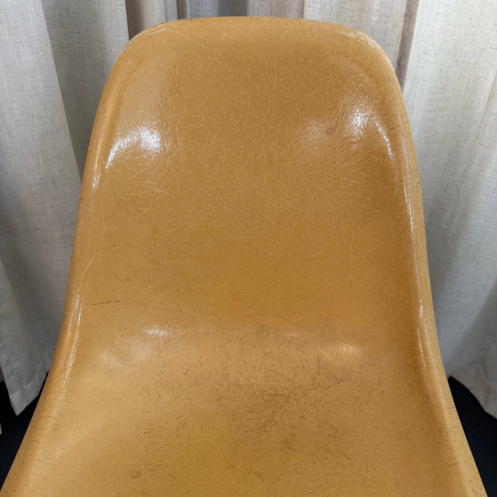 1960s Eames for Herman Miller Ochre Yellow Fiberglass Swivel Desk Side Chair - 3