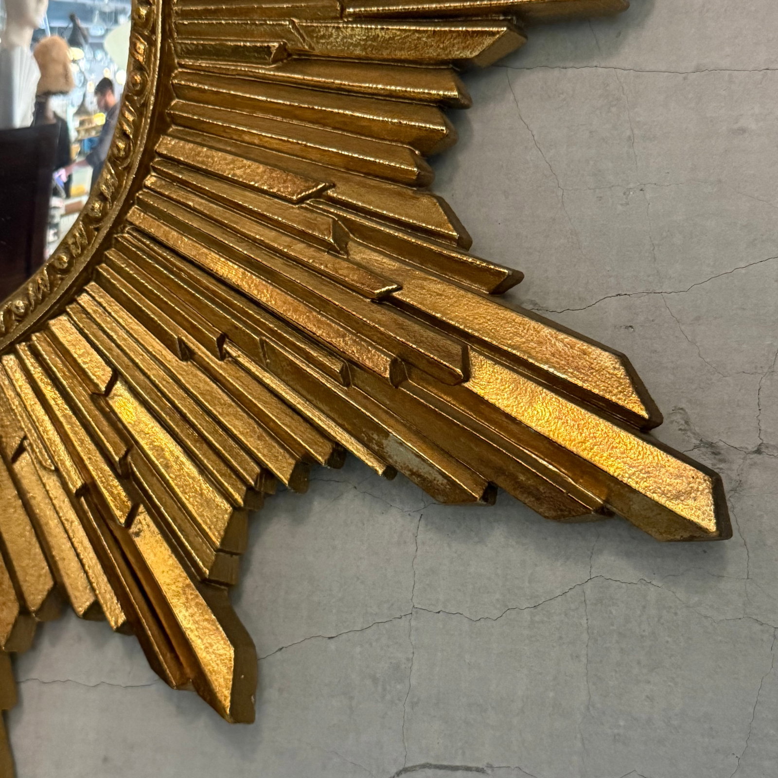 Mid 20th Century Petite Gilt Sunburst Convex Wall Mirror - 3