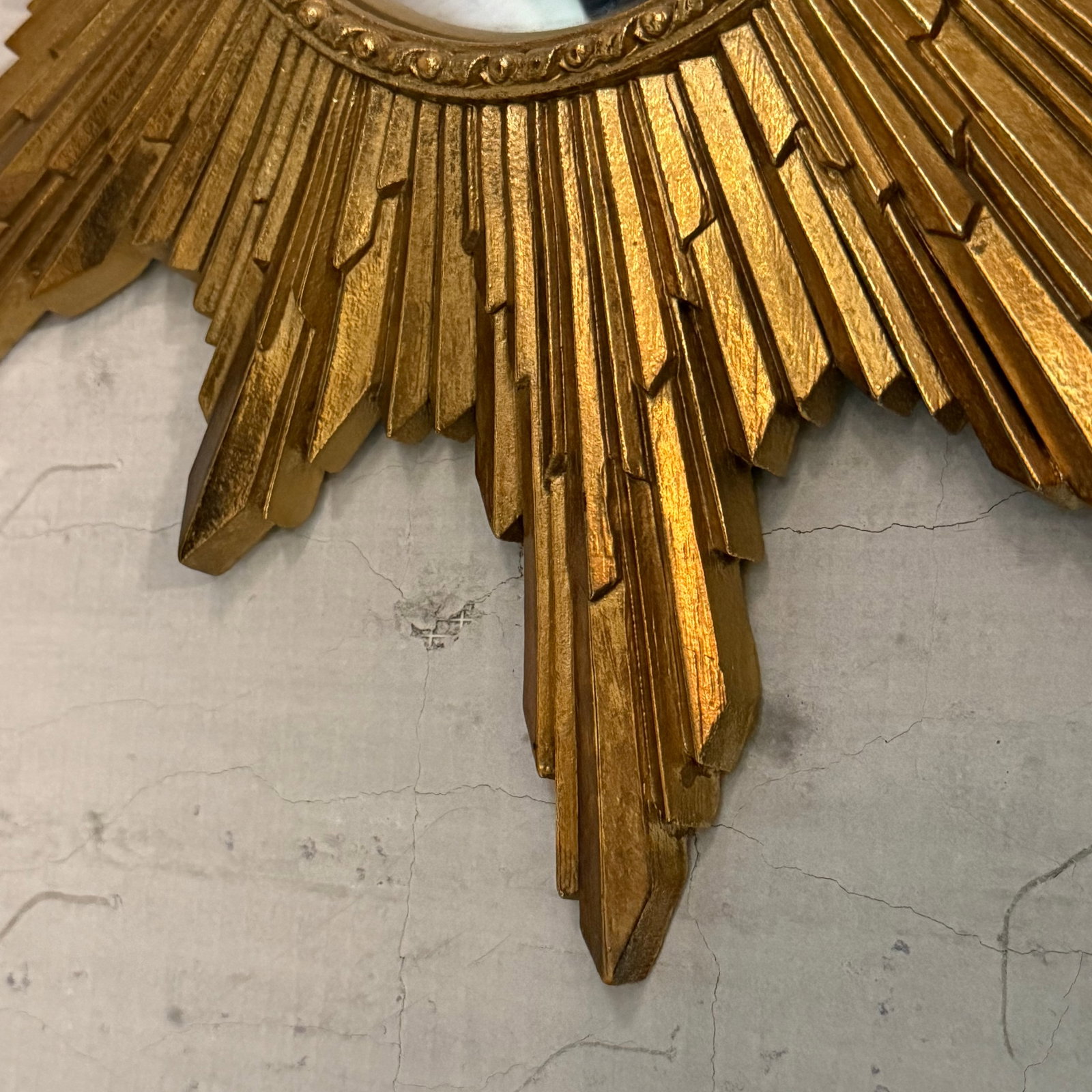 Mid 20th Century Petite Gilt Sunburst Convex Wall Mirror - 5