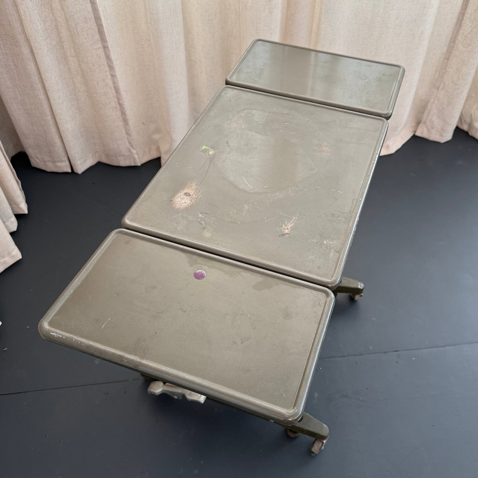 Mid 20th Century Industrial Metal Rolling Typewriter Stand Drop Leaf Table - 8
