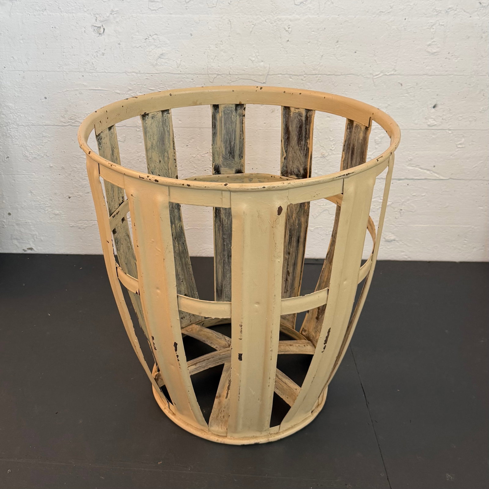Mid 20th Century Industrial Farmhouse Strap Metal Factory Bin Basket - 2