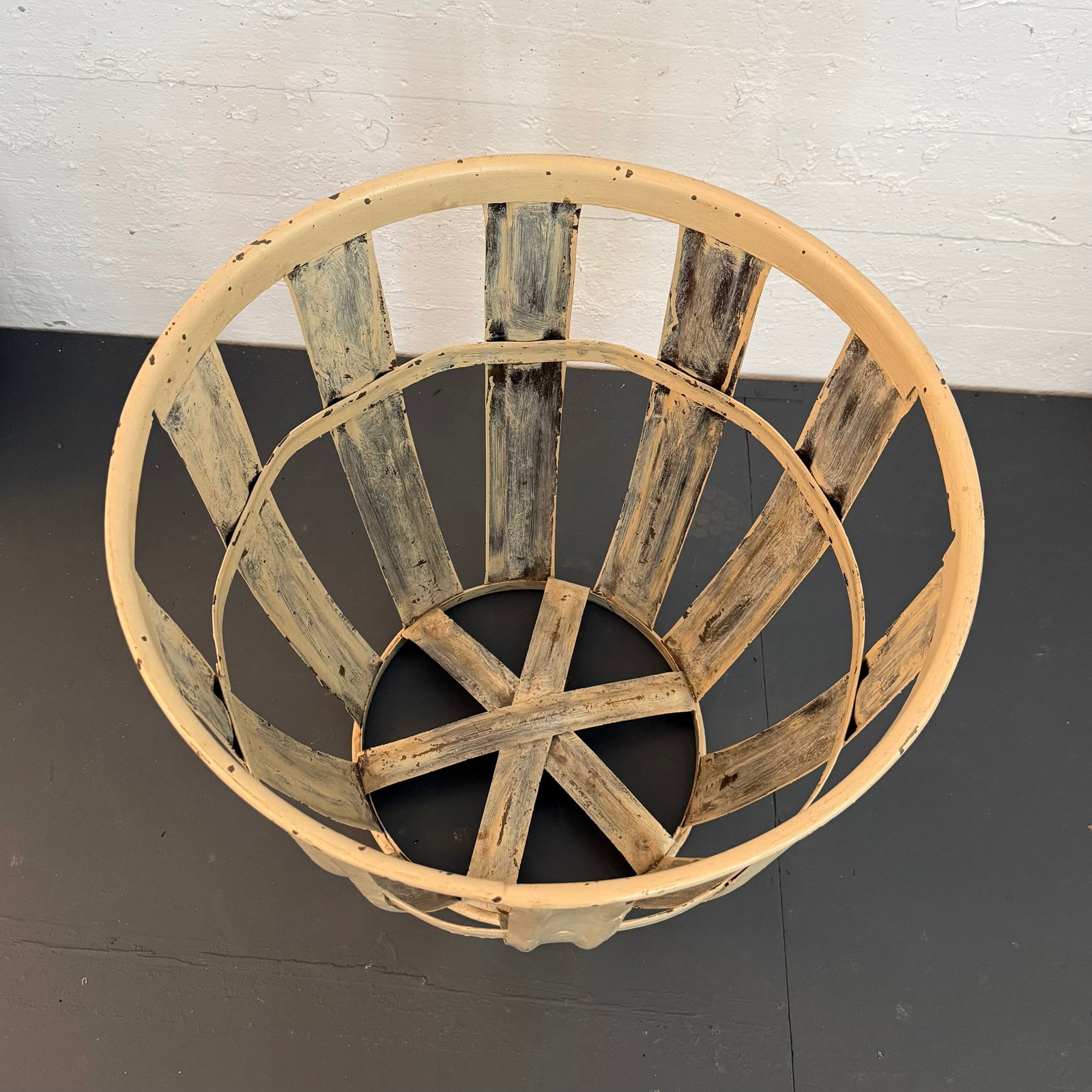 Mid 20th Century Industrial Farmhouse Strap Metal Factory Bin Basket - 3