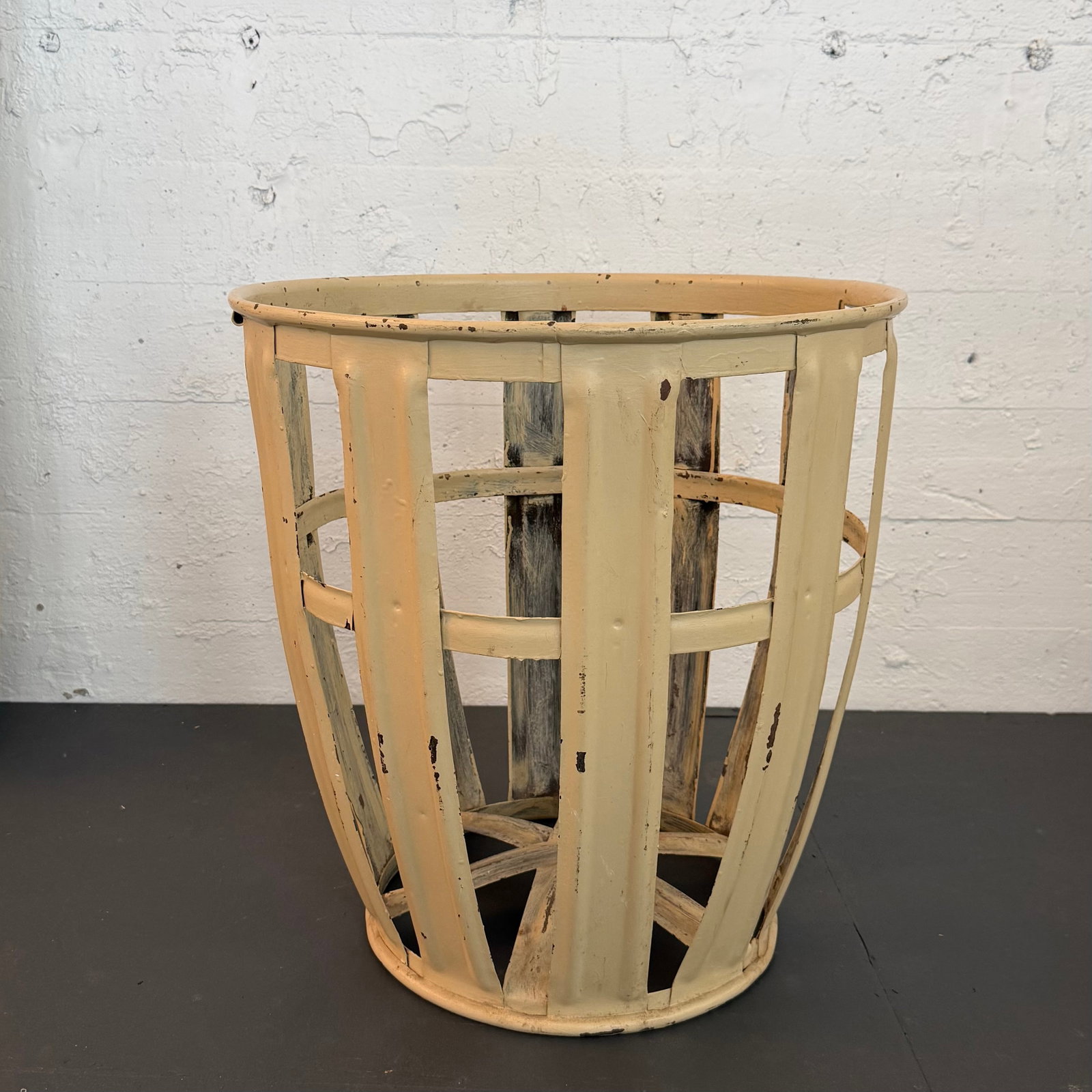 Mid 20th Century Industrial Farmhouse Strap Metal Factory Bin Basket - 5