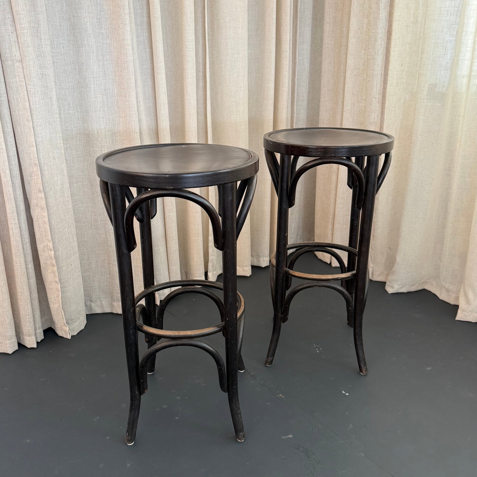 Pair of Mid-Century Thonet Style Bentwood Bar Stools - 3