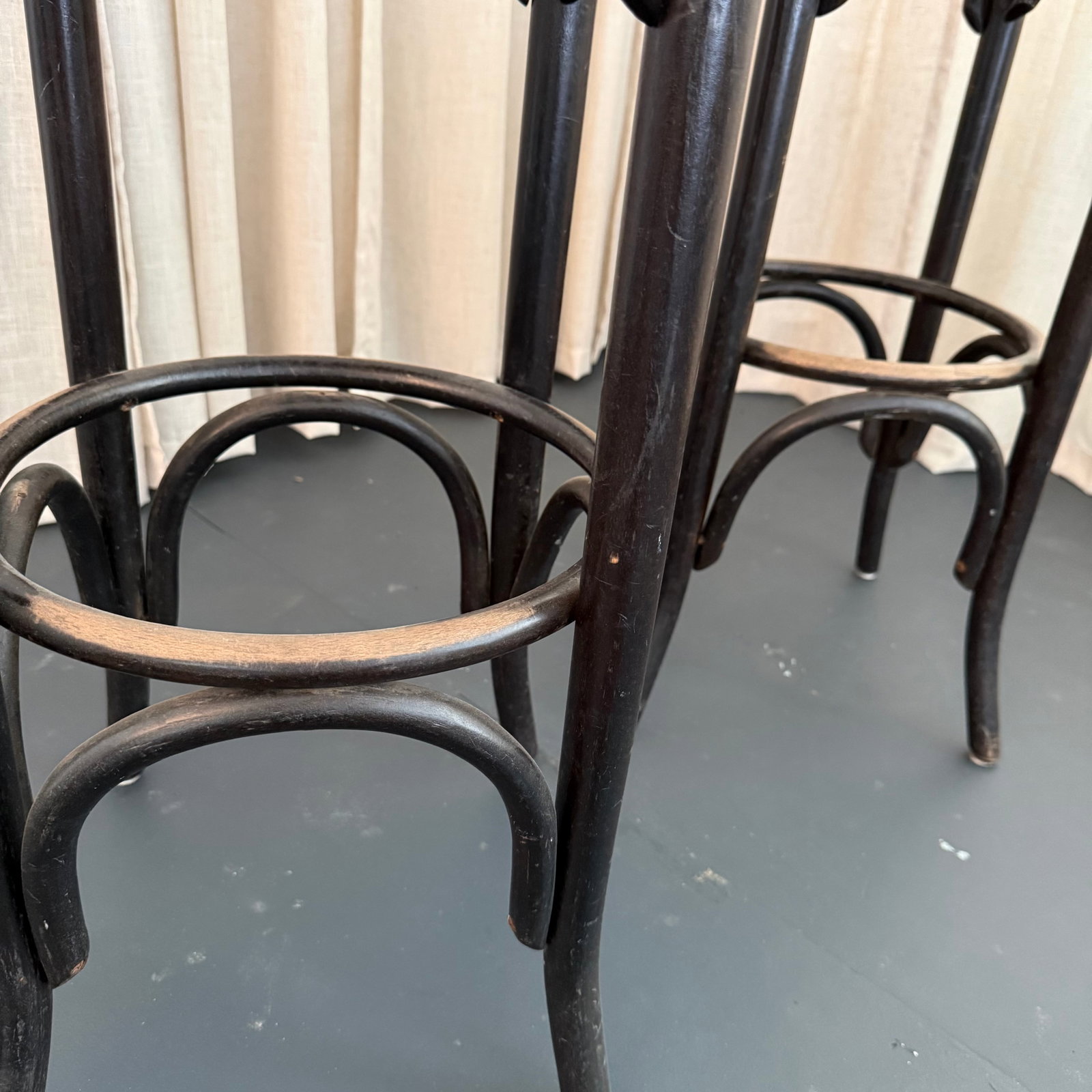 Pair of Mid-Century Thonet Style Bentwood Bar Stools - 4