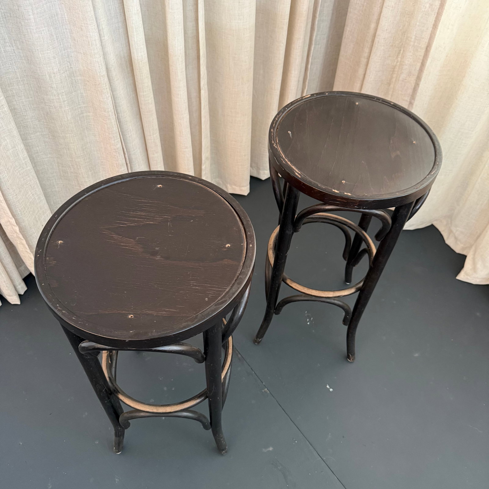 Pair of Mid-Century Thonet Style Bentwood Bar Stools - 5
