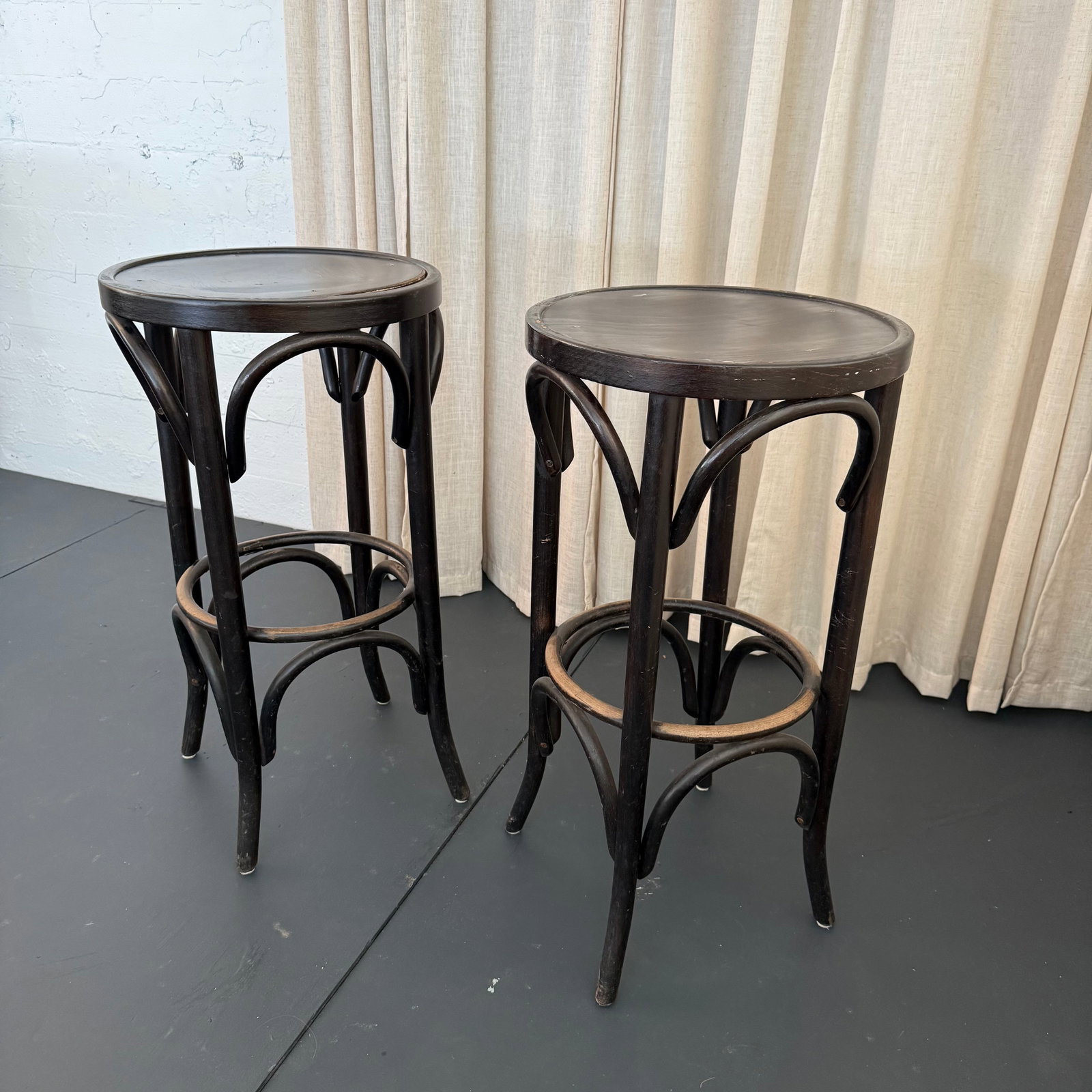 Pair of Mid-Century Thonet Style Bentwood Bar Stools - 6