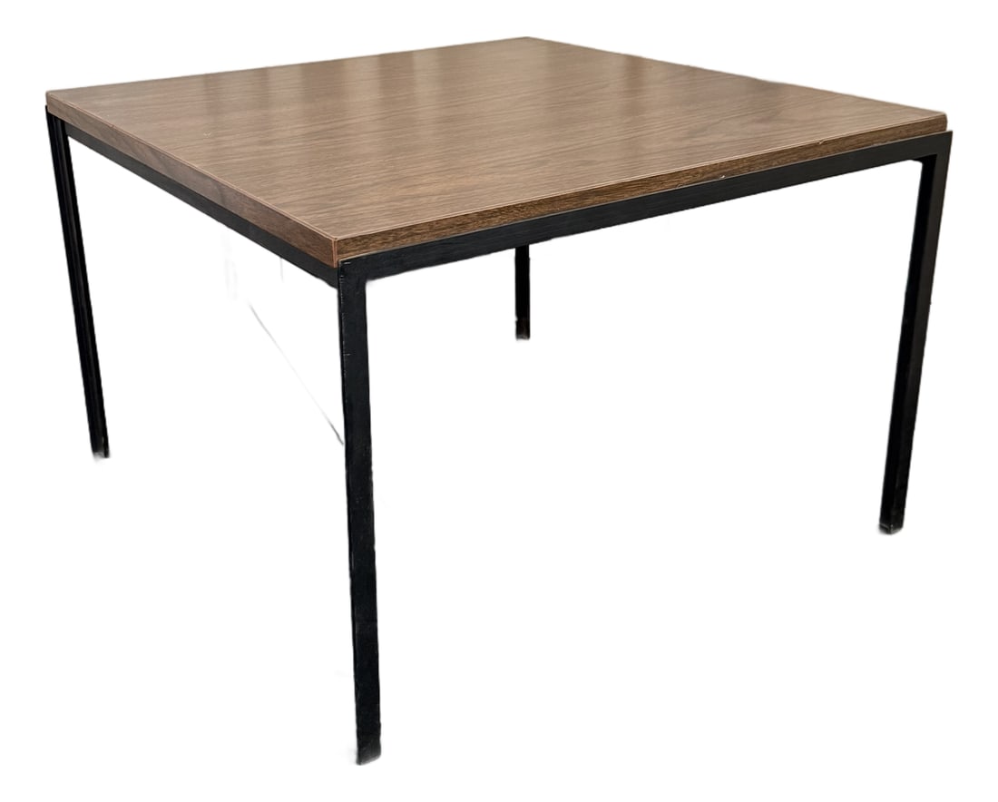 1960s Mid-Century Modern Florence Knoll Square T-Angle Faux Wood Coffee Table (1 of 8)