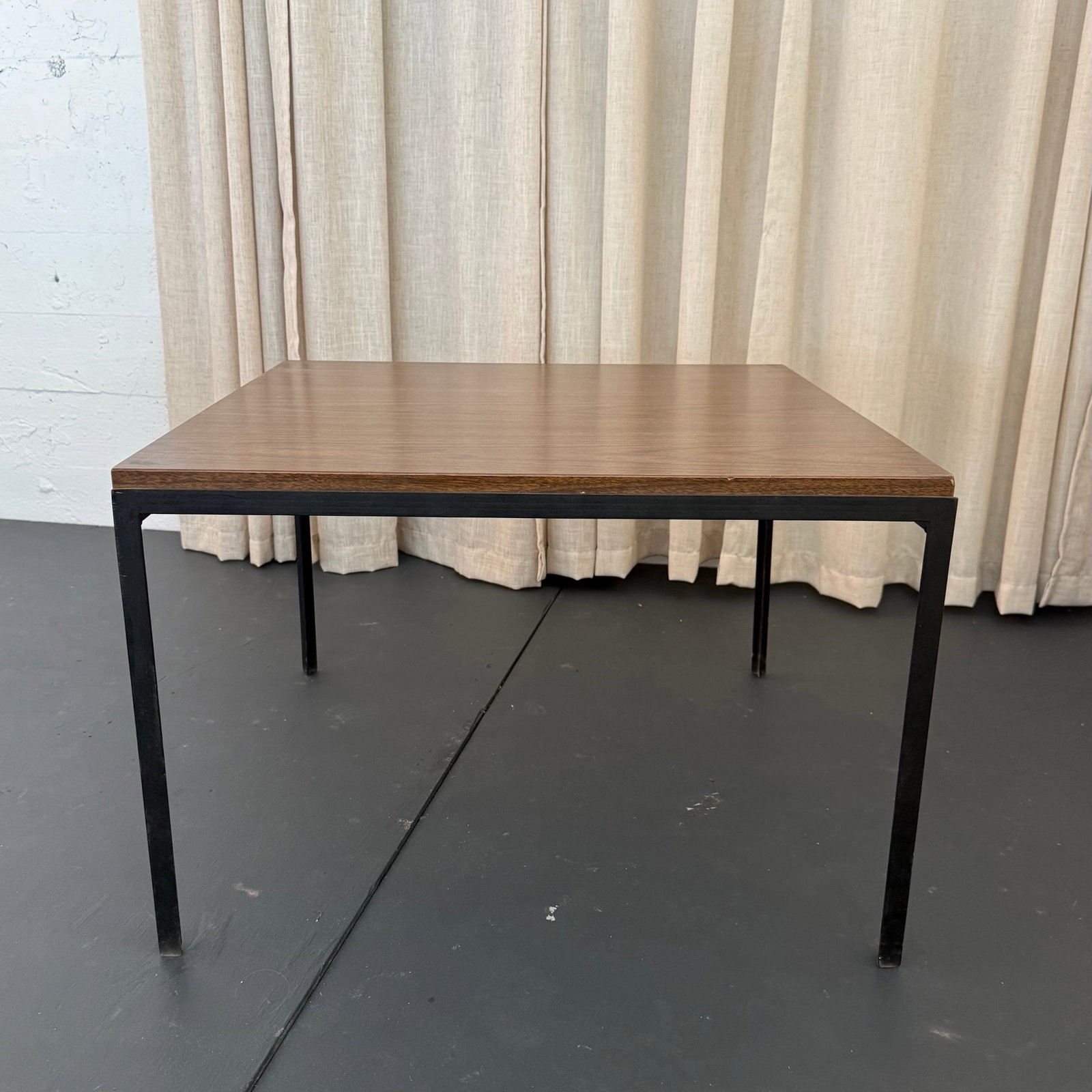 1960s Mid-Century Modern Florence Knoll Square T-Angle Faux Wood Coffee Table - 2