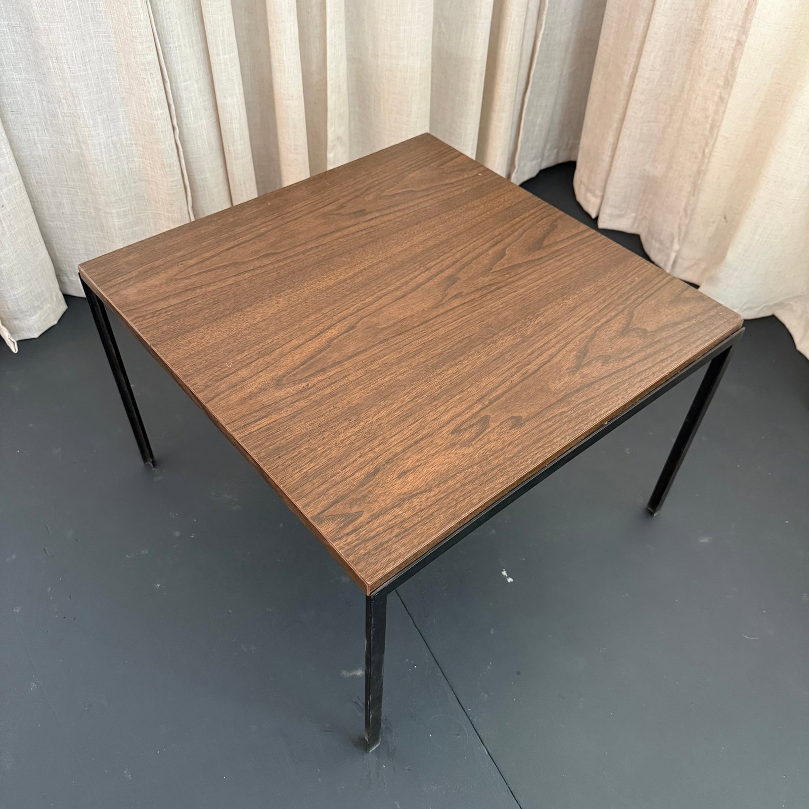 1960s Mid-Century Modern Florence Knoll Square T-Angle Faux Wood Coffee Table - 3