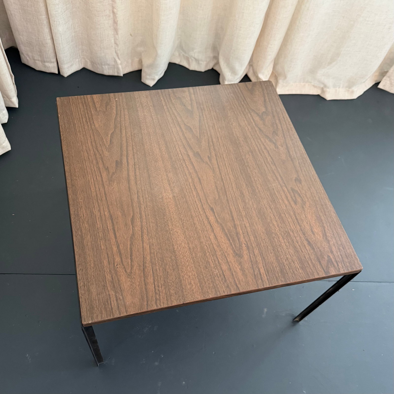 1960s Mid-Century Modern Florence Knoll Square T-Angle Faux Wood Coffee Table - 6