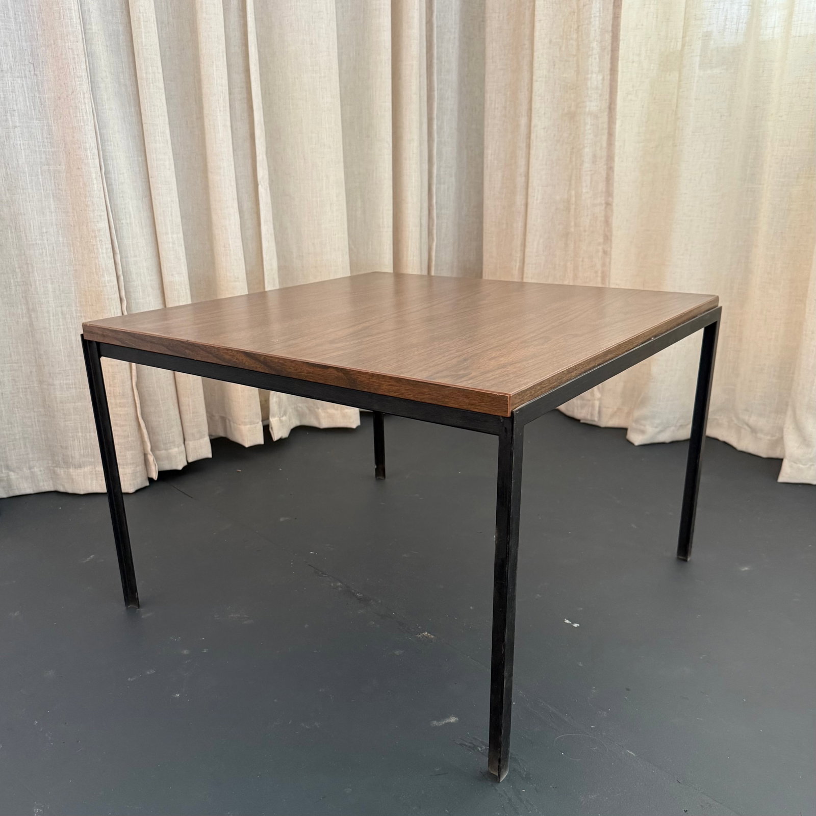 1960s Mid-Century Modern Florence Knoll Square T-Angle Faux Wood Coffee Table - 7