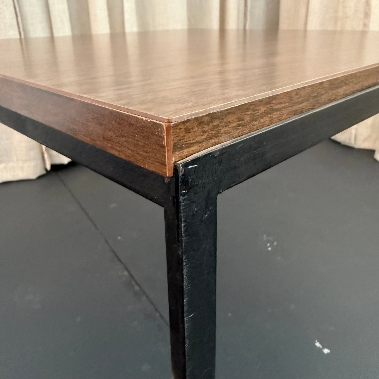 1960s Mid-Century Modern Florence Knoll Square T-Angle Faux Wood Coffee Table - 8