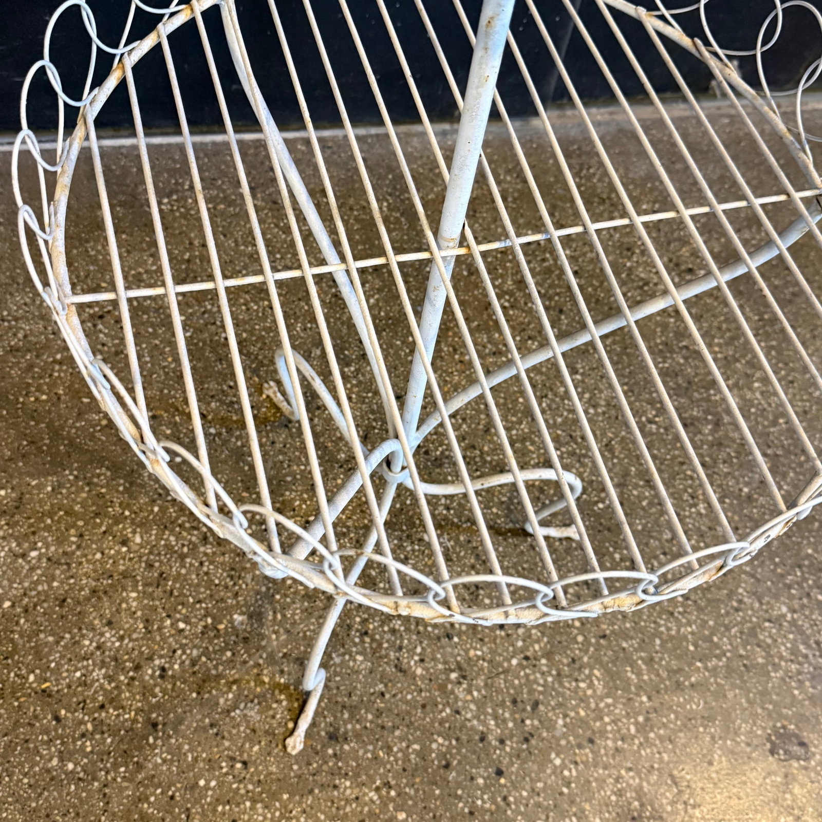 Antique White Wrought Iron Two Tiered Decorative Garden Plant Stand - 6