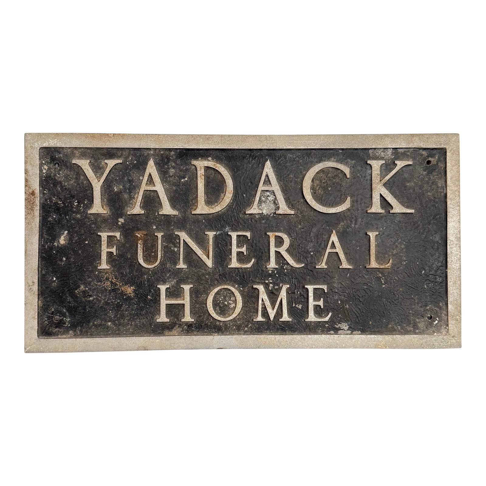 Vintage Cast Metal "Yadack Funeral Home" Trade Sign (1 of 7)