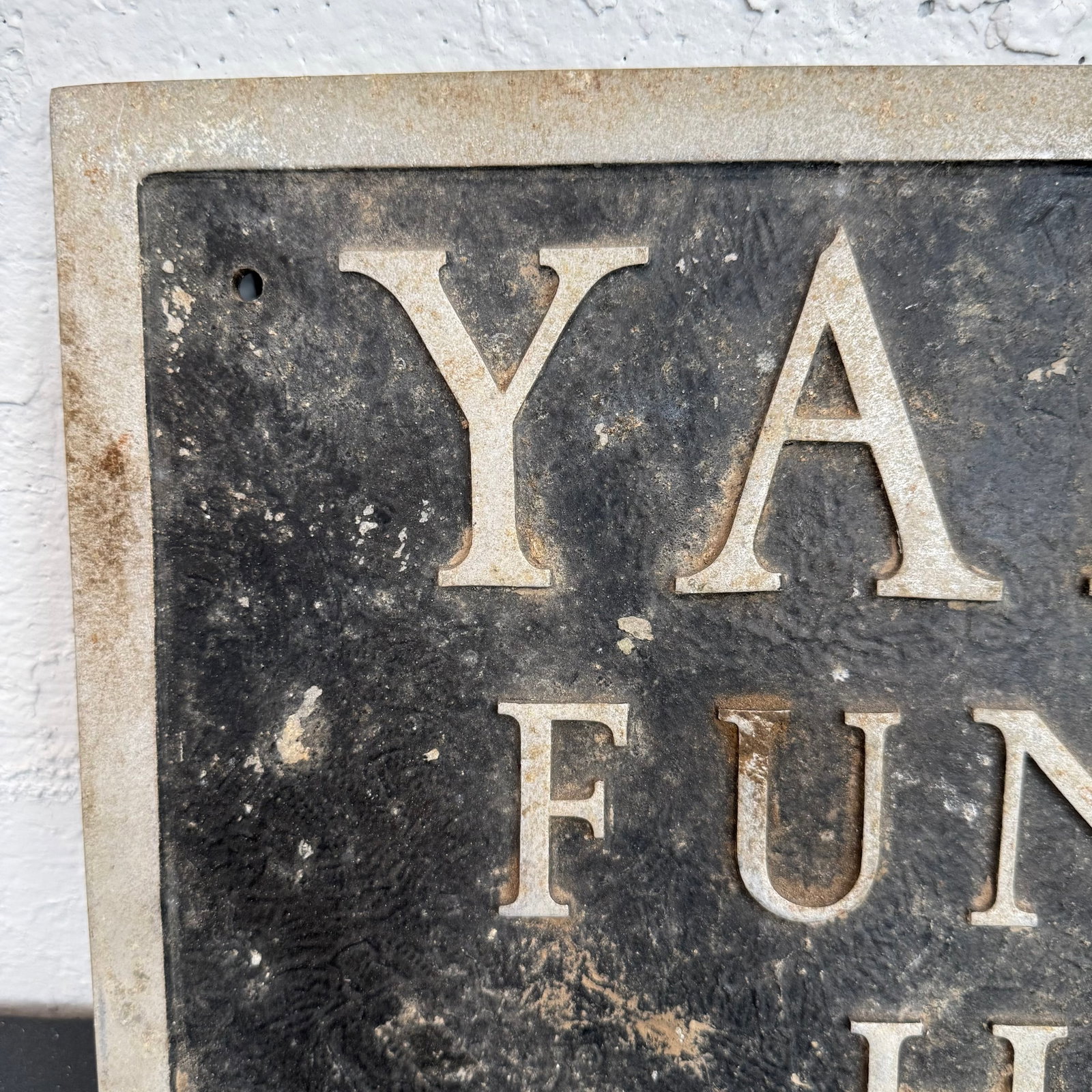 Vintage Cast Metal "Yadack Funeral Home" Trade Sign - 4