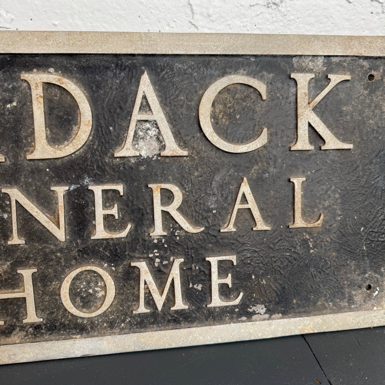 Vintage Cast Metal "Yadack Funeral Home" Trade Sign - 5