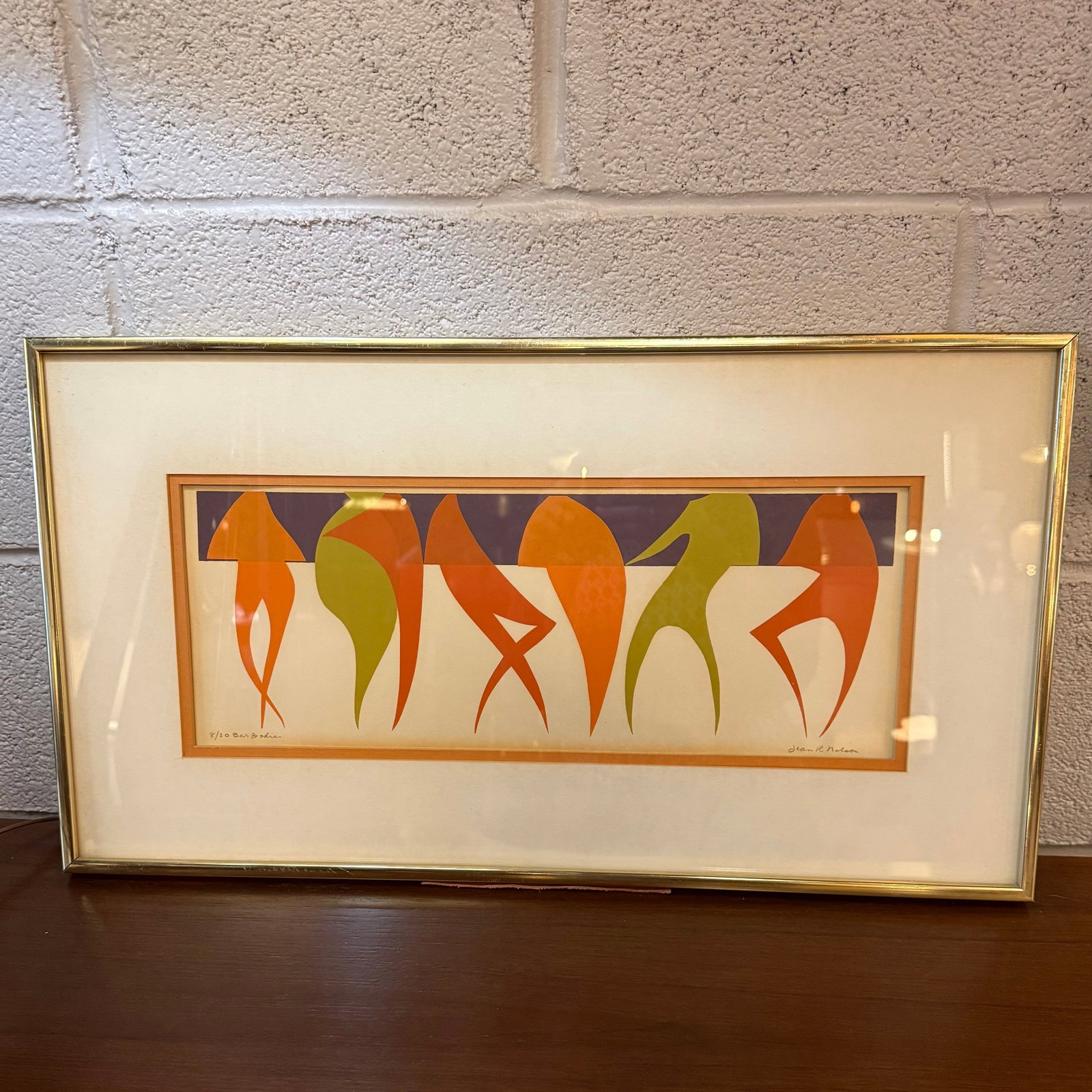 1970s Modernist Framed Paper Cut Collage "Bar Bodies" by Jean R Nelson - 2