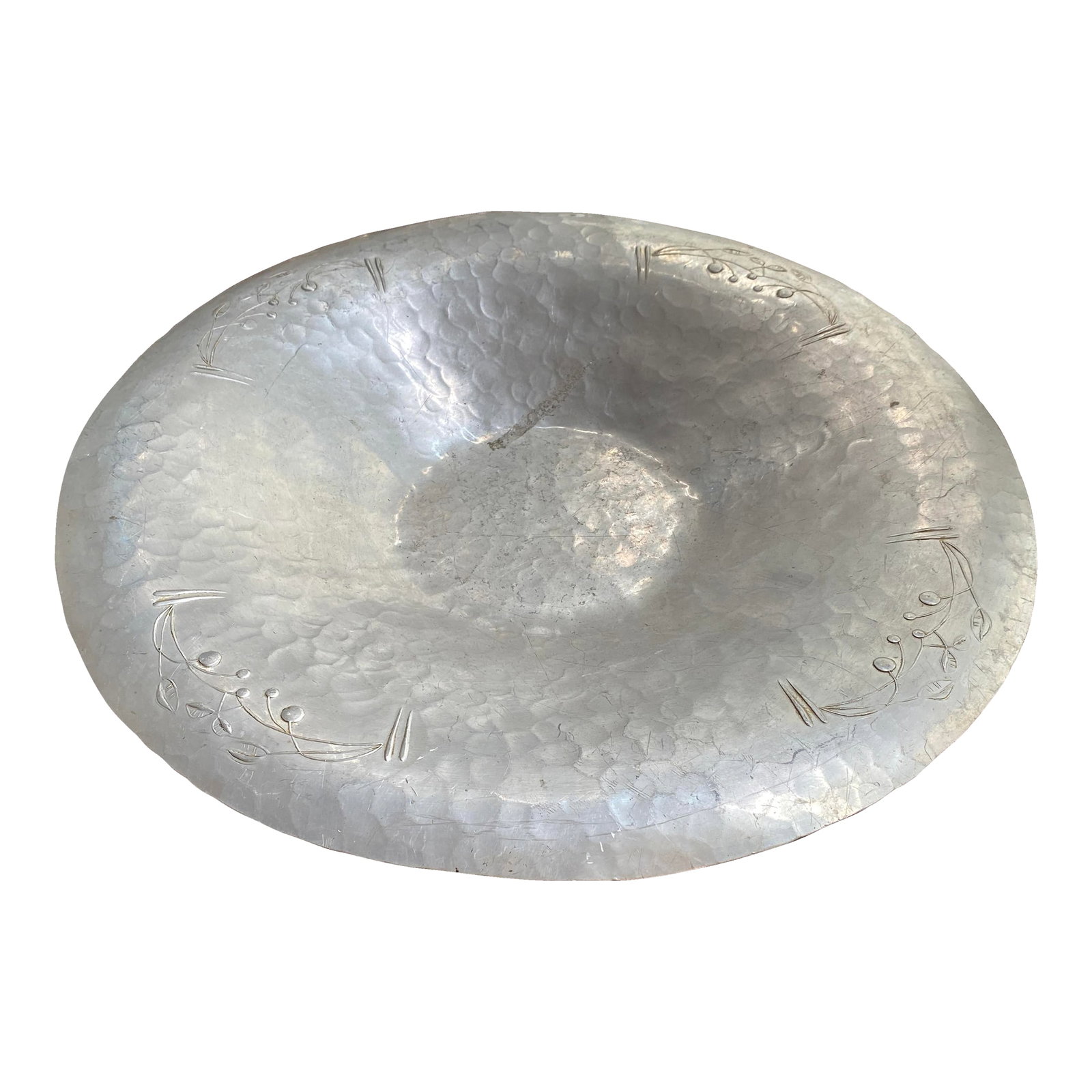 Mid 20th Century Hand Hammered Decorative Aluminum Floral Serving Platter (1 of 10)