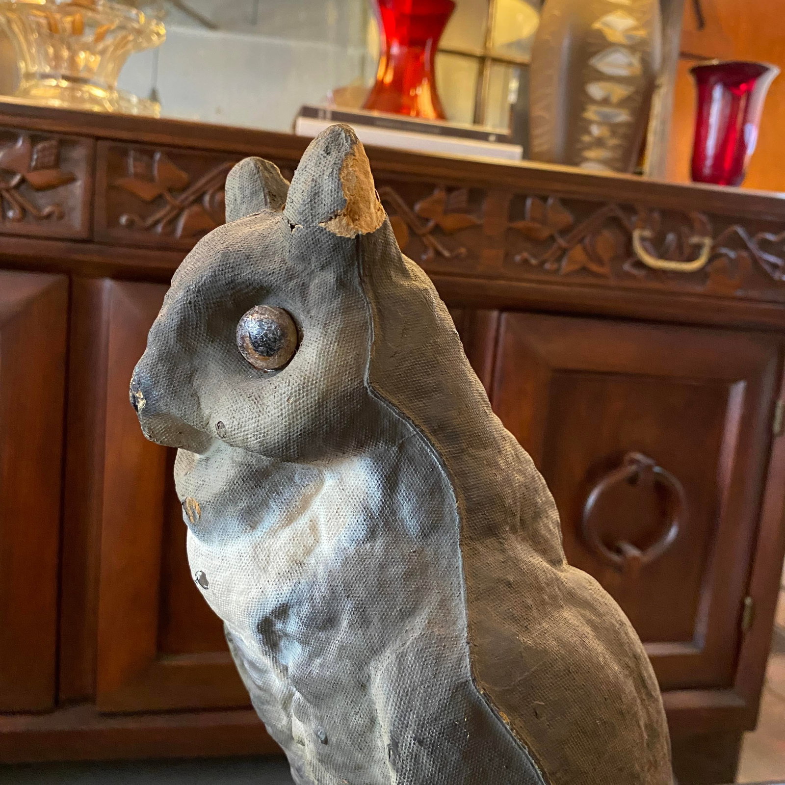 Mid 20th Century Paper Mache Great Horned Owl Decoy Statue - 3