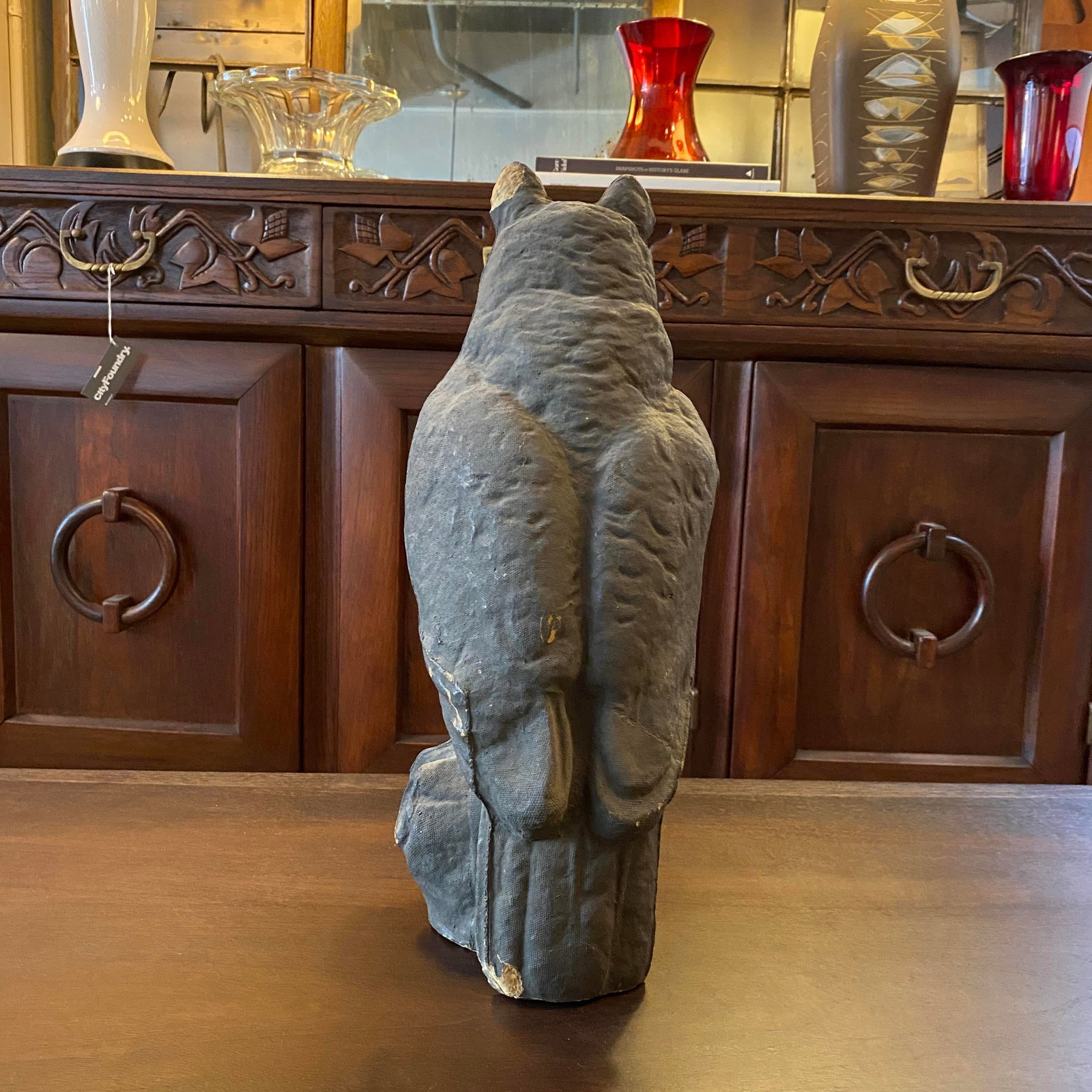 Mid 20th Century Paper Mache Great Horned Owl Decoy Statue - 6