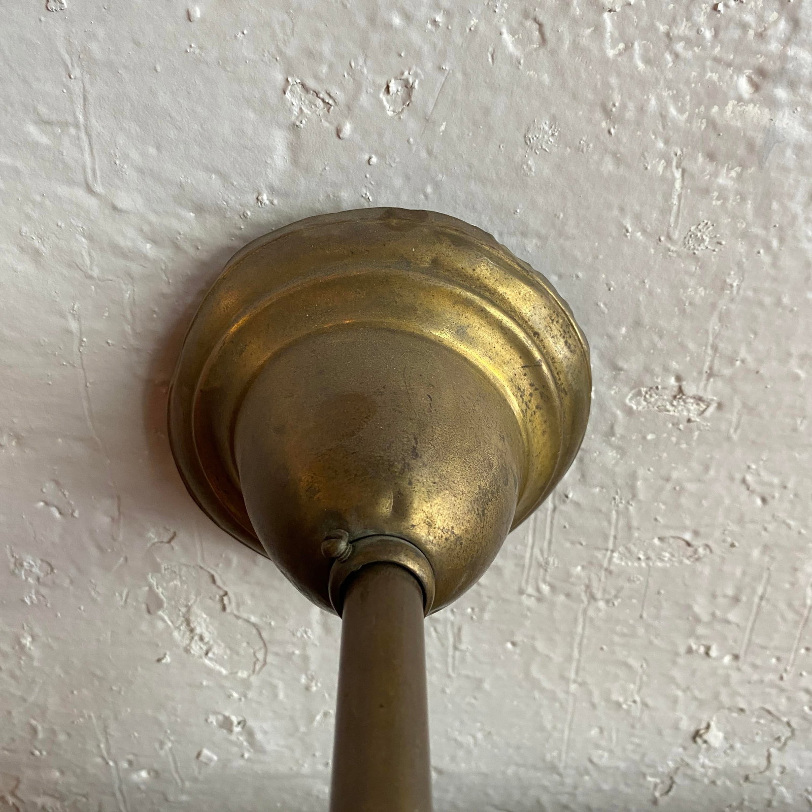 Antique Industrial Brass Wall Sconce With Holophane Glass Shade - 12
