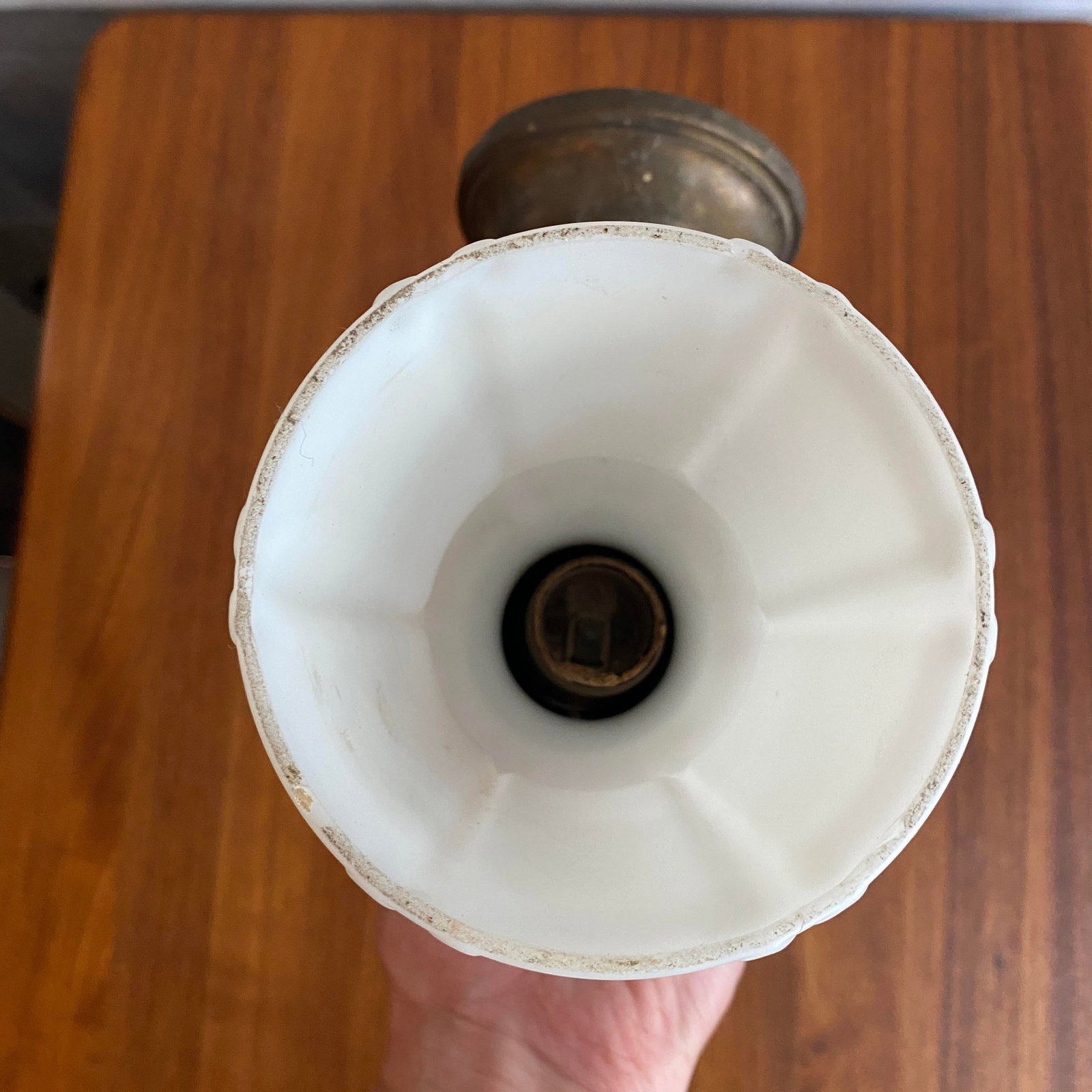 Antique Industrial Brass Wall Sconce With Frosted Glass Shade - 12