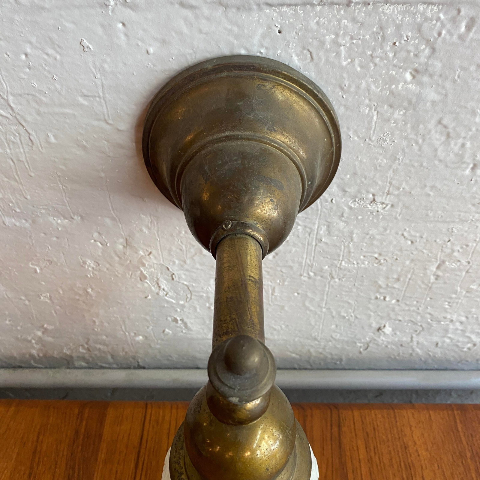 Antique Industrial Brass Wall Sconce With Frosted Glass Shade - 8
