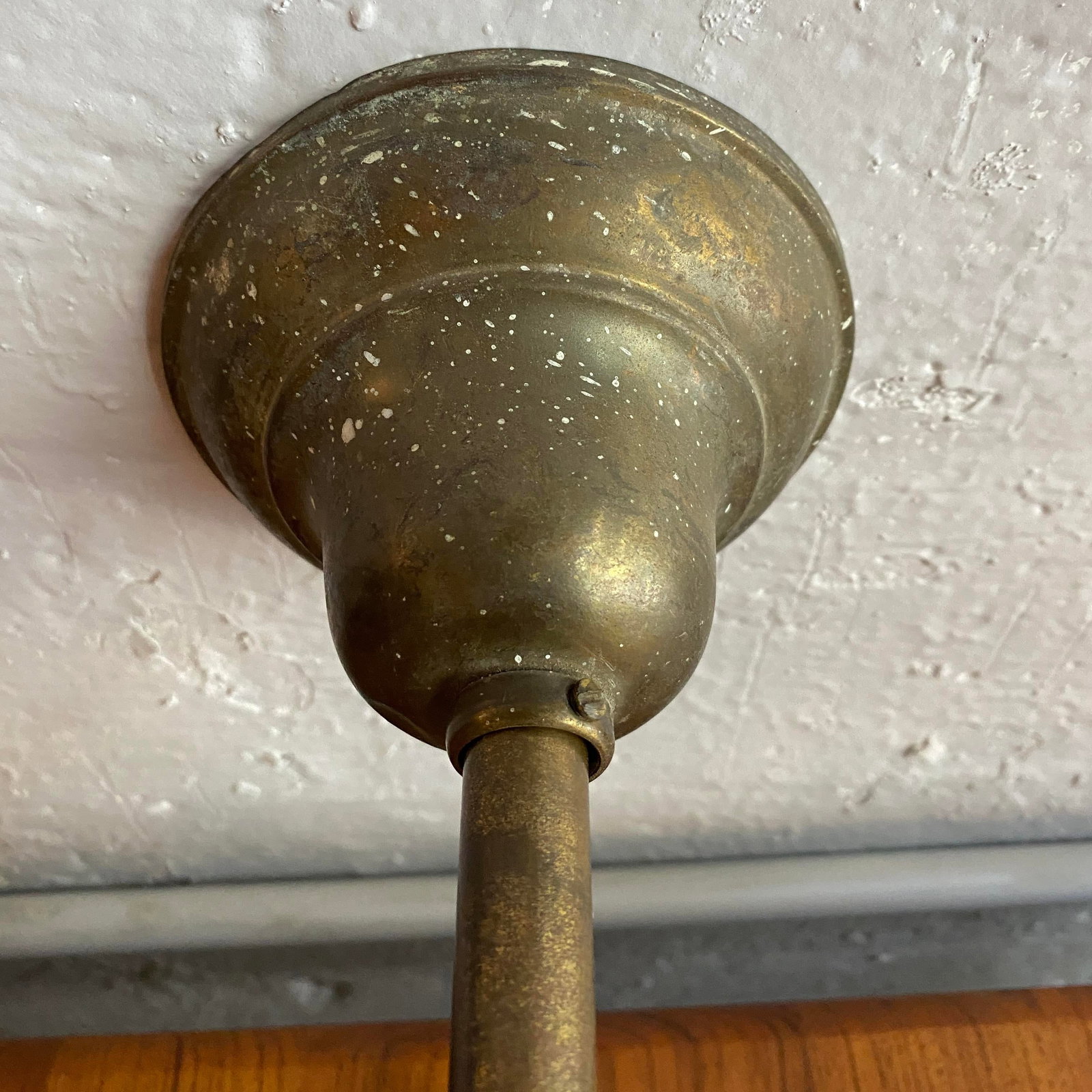 Antique Industrial Brass Wall Sconce With Frosted Ruffle Shade - 11